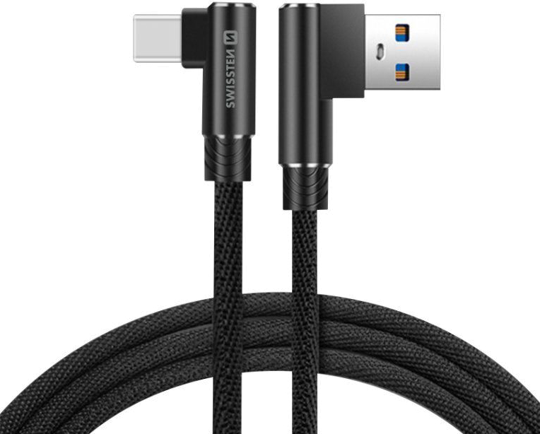 Swissten USB-A to USB-C L-shape (1.2m) - Black