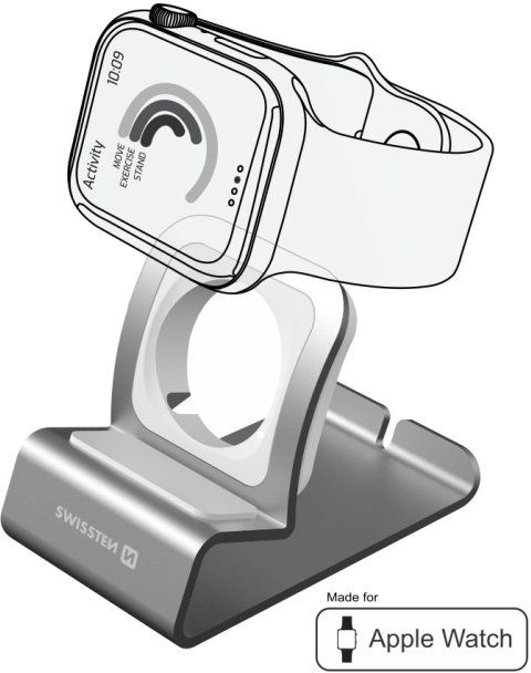 Swissten Aluminium Stand For Apple Watch - Silver