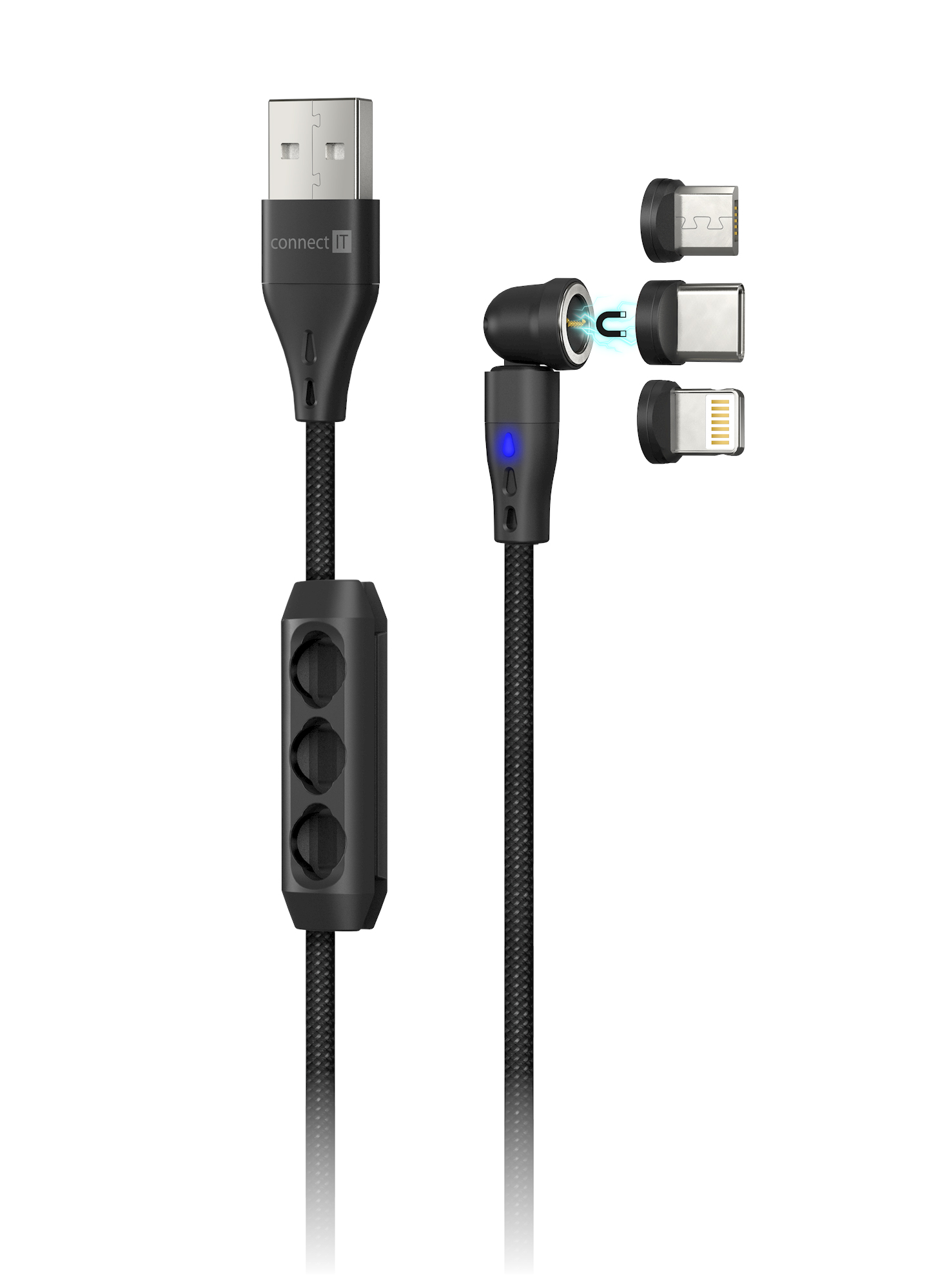 CONNECT IT Magnetic PowerLink 3in1 (2m) Black