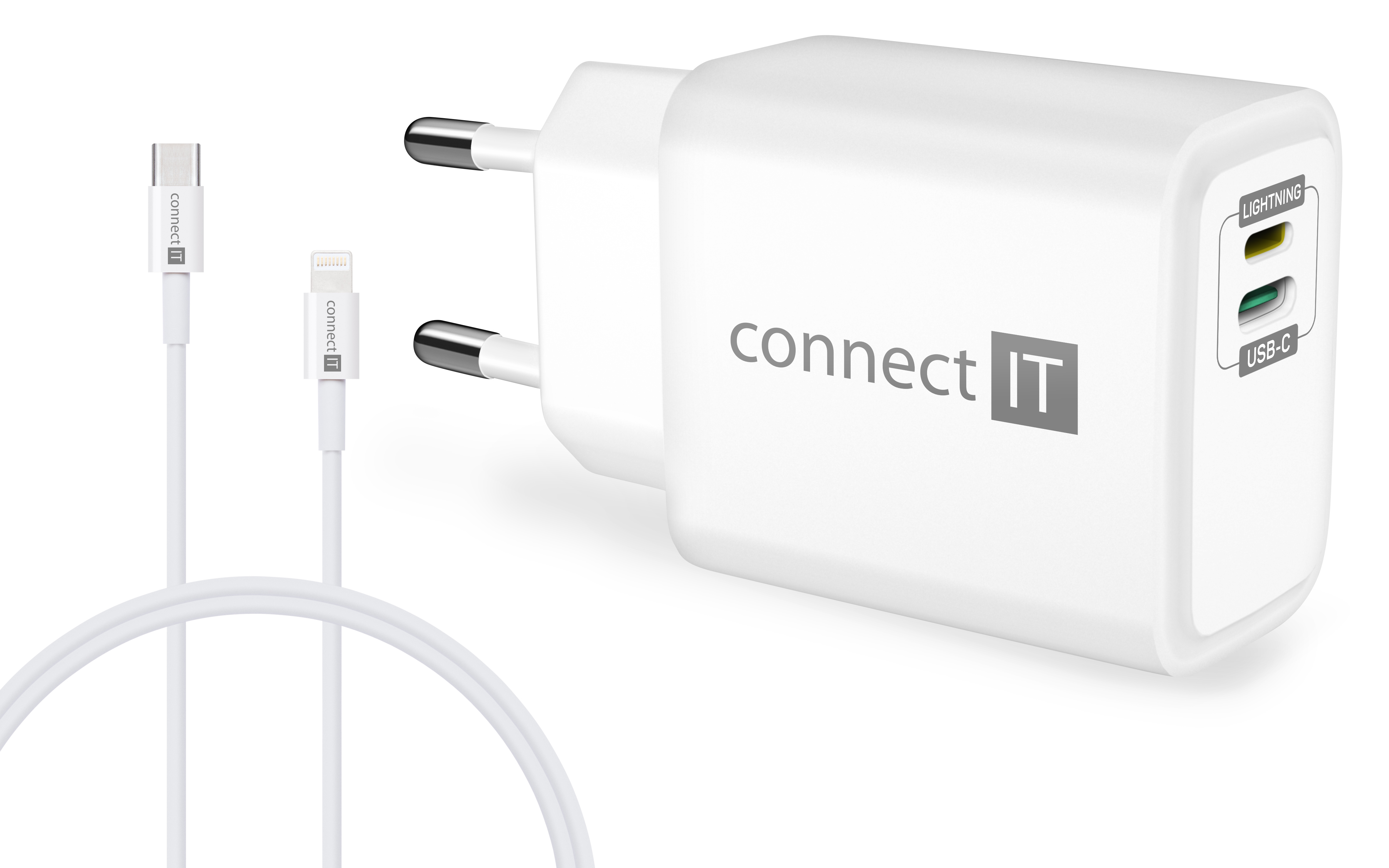 CONNECT IT Duplex White 20W + Lightning/USB-C