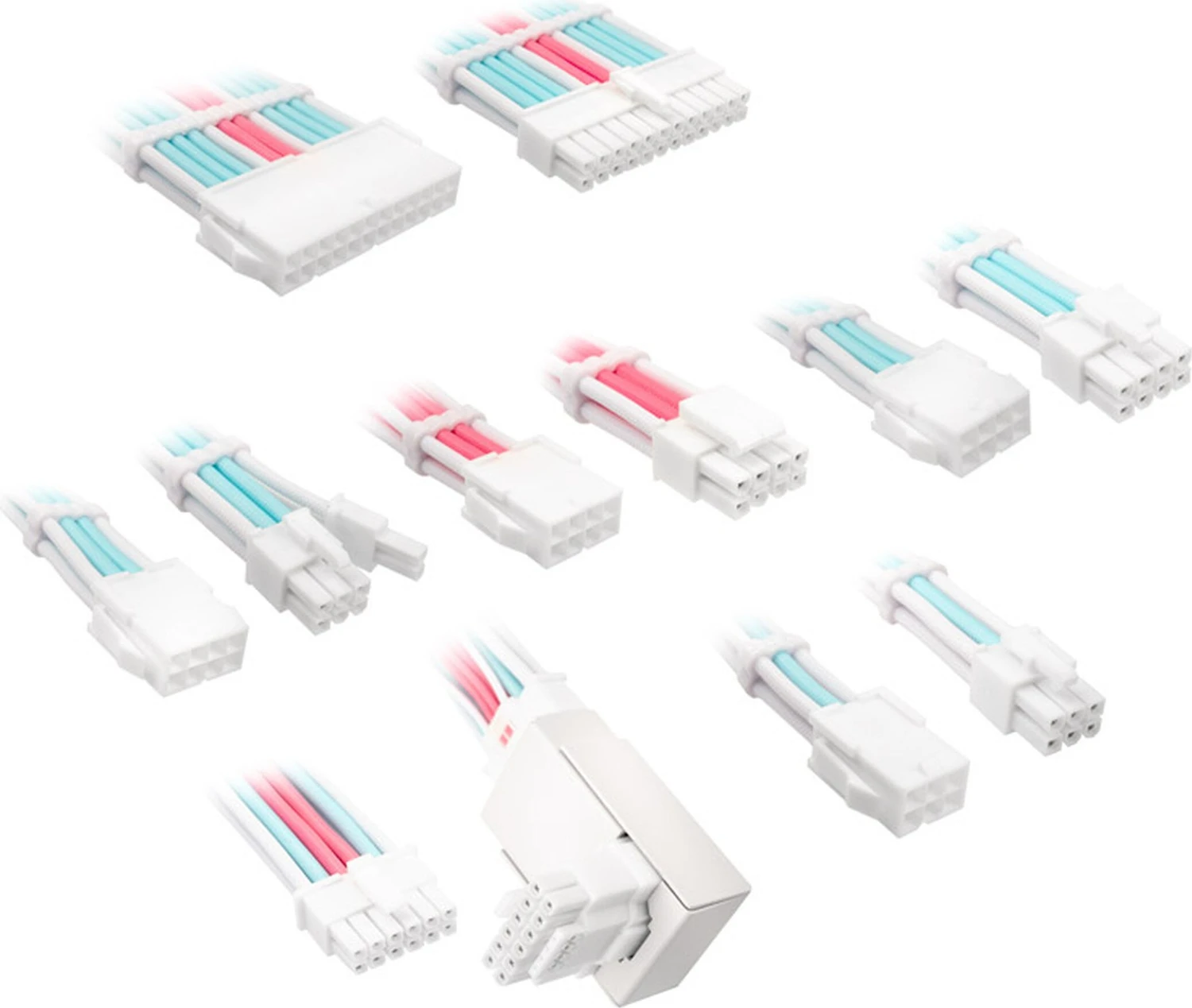 Kolink Core Pro Braided Cable Extension Kit 12V-2x6 Typ 1 Brilliant White/Neon Blue/Pure Pink