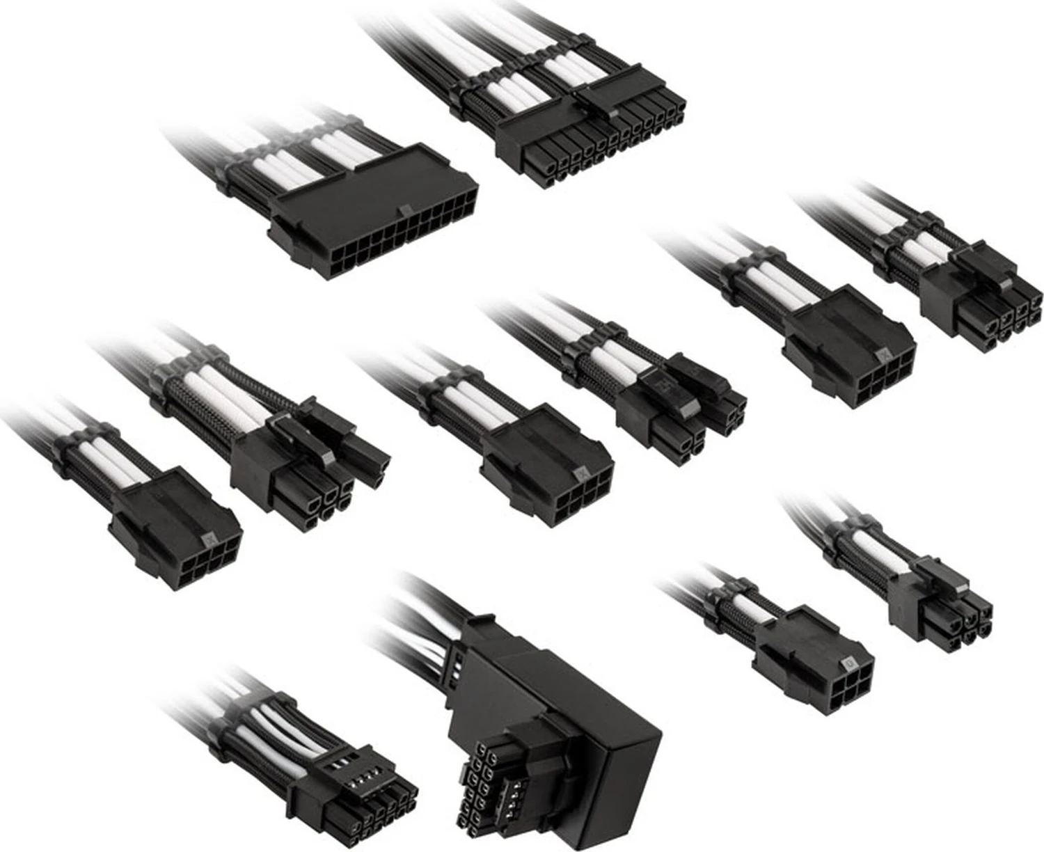 Kolink Core Pro Braided Cable Extension Kit 12V-2x6 Typ 1 Jet Black/Brilliant White
