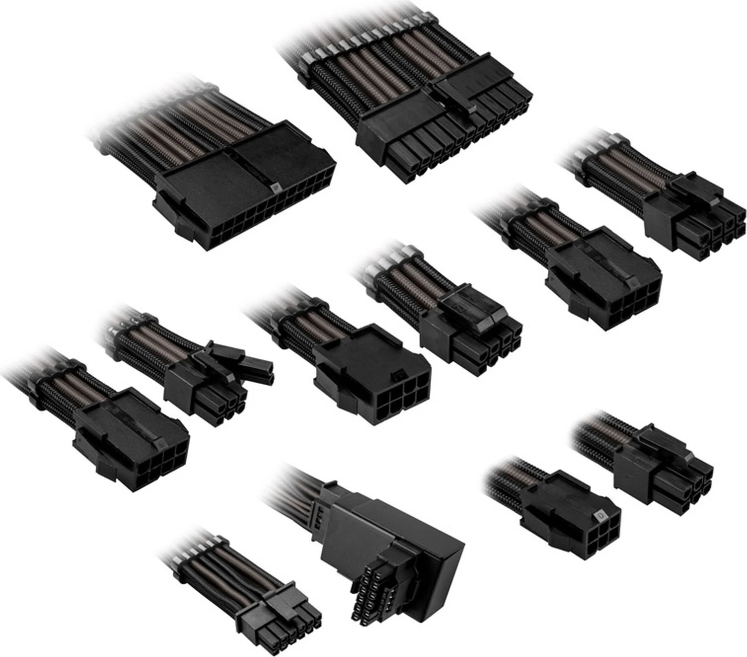 Kolink Core Pro Braided Cable Extension Kit 12V-2x6 Typ 1 Jet Black/Gunmetal Grey