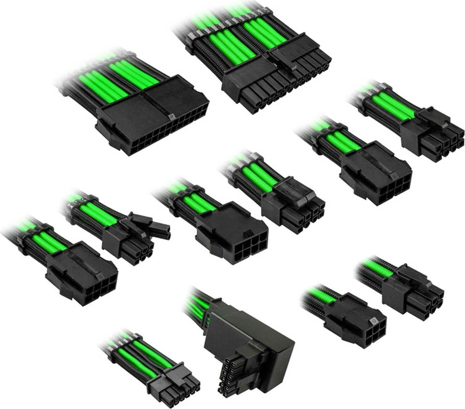 Kolink Core Pro Braided Cable Extension Kit 12V-2x6 Typ 1 Venom Green