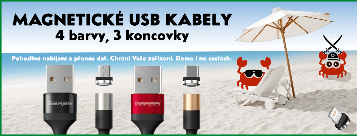 Magnetické USB kabely - 4 barvy a 3 koncovky