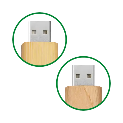 Sada 2 ks dřevěných USB Flash disků - 64 GB - USB 2.0 - Bambus a javor - Zaoblené