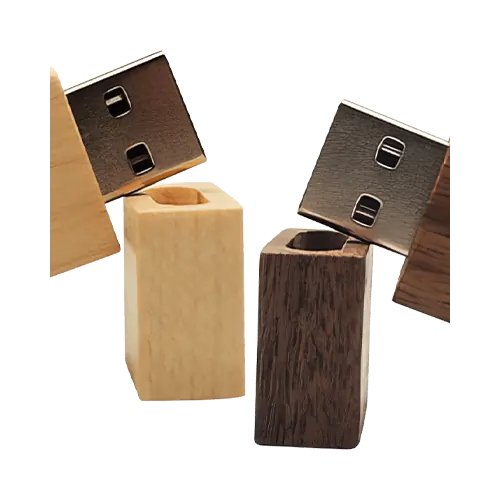 Sada 2 ks dřevěných USB Flash disků - 64 GB - USB 2.0 - Javor a ořech - Hranaté
