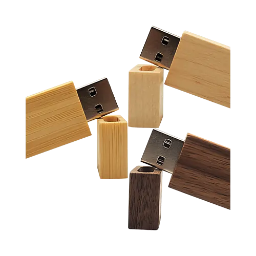 Sada 3 ks dřevěných USB Flash disků - 64 GB - USB 2.0 - Bambus, javor a ořech - Hranaté