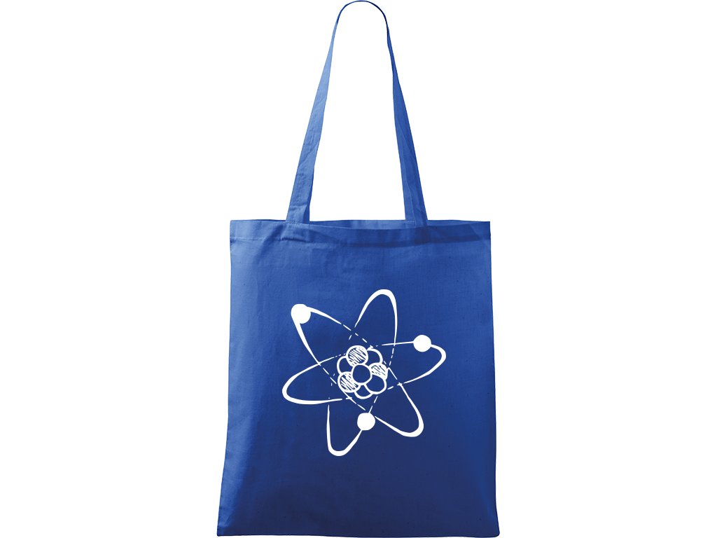 Plátěná taška Handy modrá s bílým motivem - Atom