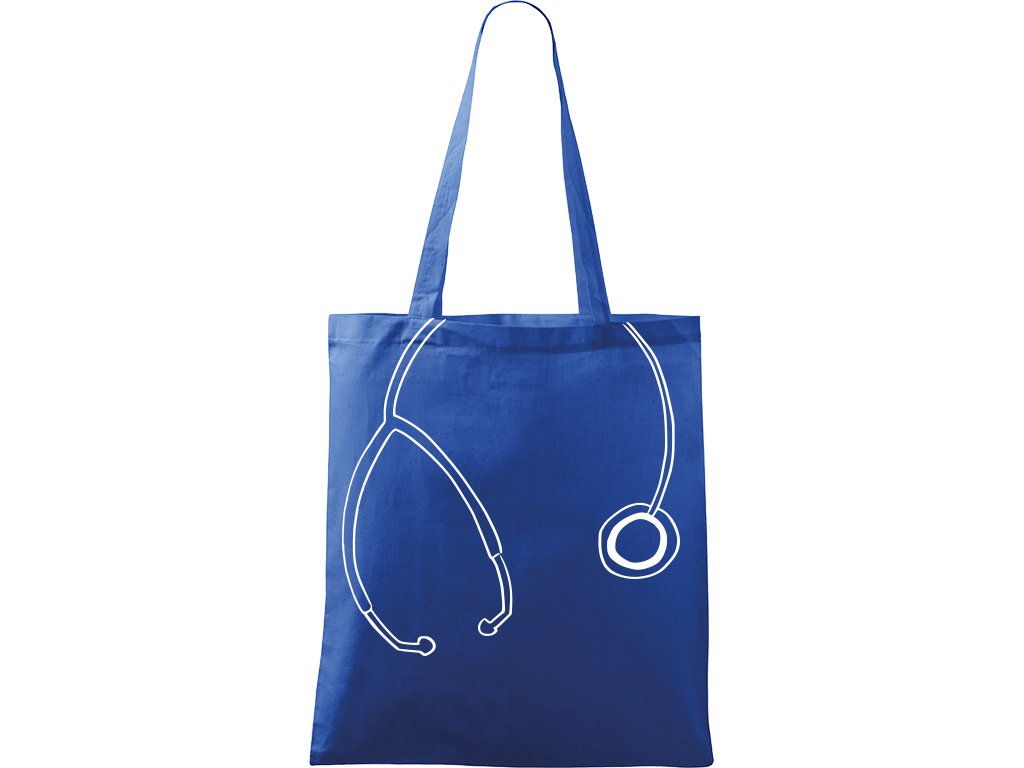 Plátěná taška Handy modrá s bílým motivem - Stetoskop