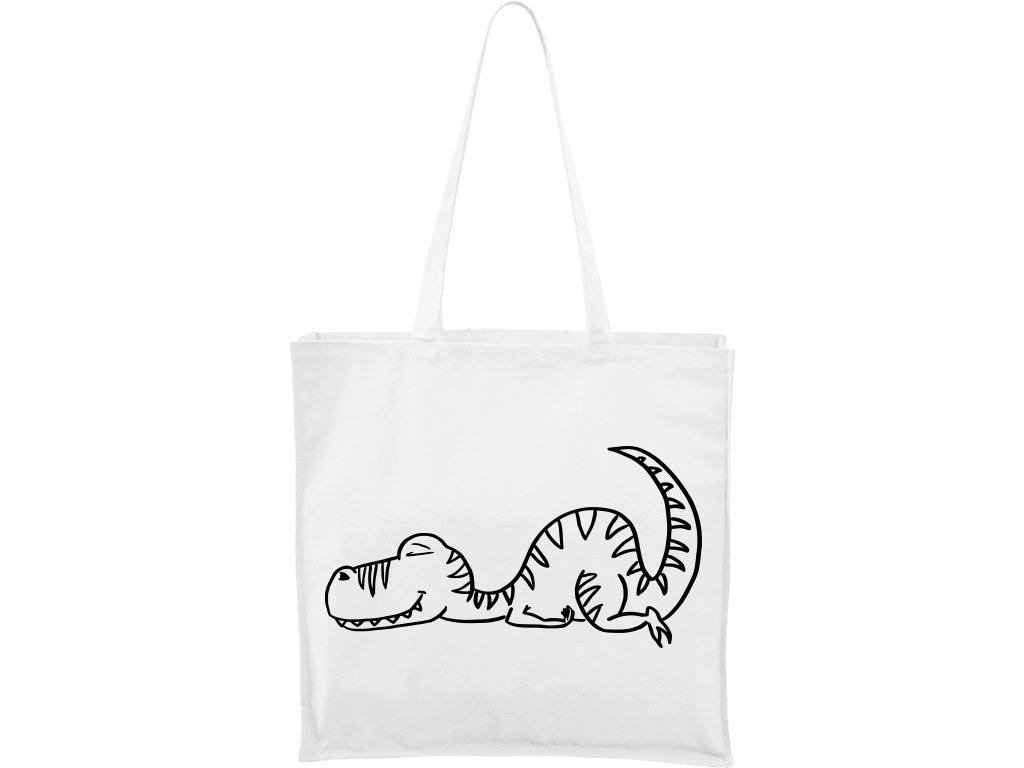 Plátěná taška Carry bílá s černým motivem - Dinosaur spící
