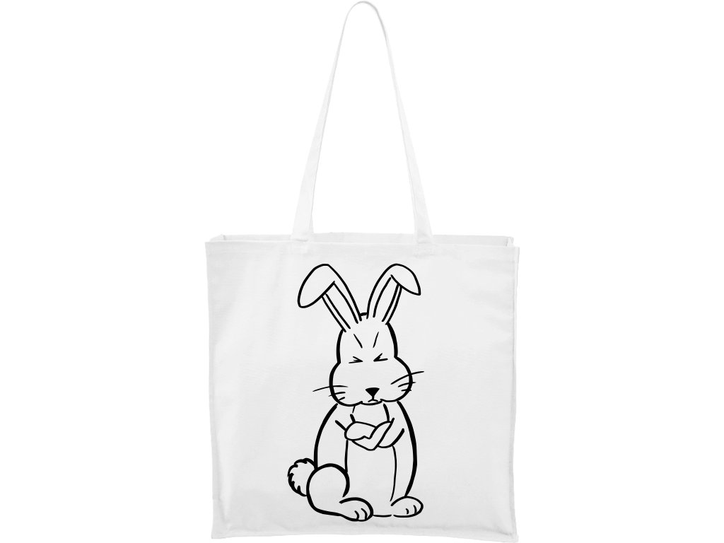 Plátěná taška Carry bílá s černým motivem - Grumpy Rabbit