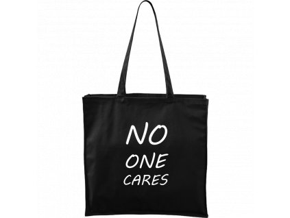 Plátěná taška Carry černá s bílým motivem - No One Cares