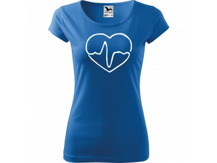 Ručně malované triko azurové s bílým motivem - Doktorské srdce