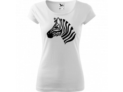 Ručně malované triko bílé s černým motivem - Zebra