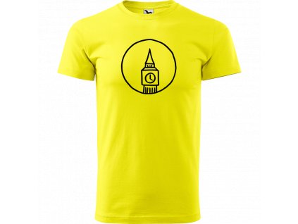 Ručně malované triko citronové s černým motivem - Big Ben
