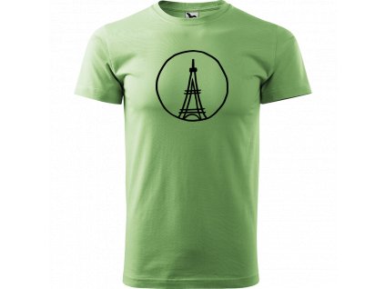 Ručně malované triko tyrkysové s černým motivem - Eiffelovka