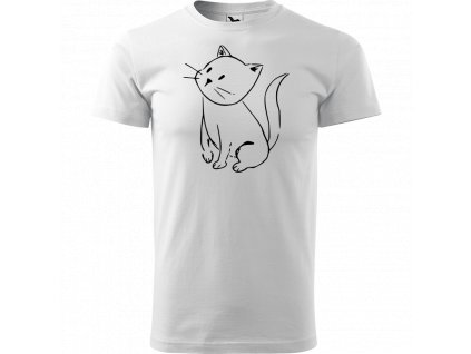 Ručně malované triko bílé s černým motivem - Kotě