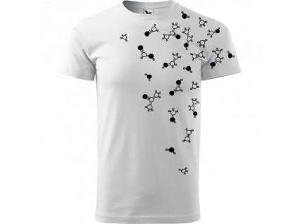Ručně malované triko bílé s černým motivem - Molekuly