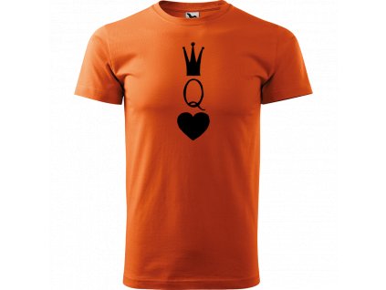 Ručně malované triko oranžové s černým motivem - Queen