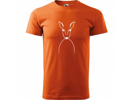 Ručně malované triko oranžové s bílým motivem - Srnka