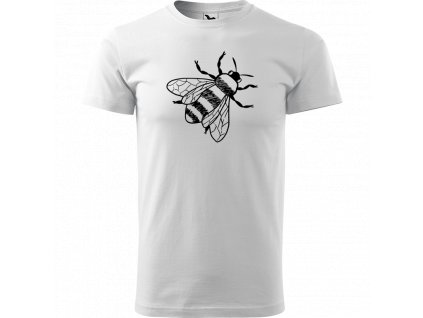 Ručně malované triko bílé s černým motivem - Včela