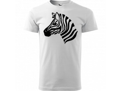 Ručně malované triko bílé s černým motivem - Zebra