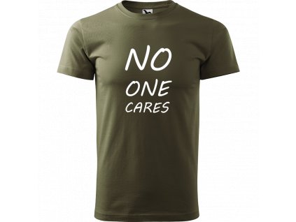 Ručně malované triko army s bílým motivem - No One Cares