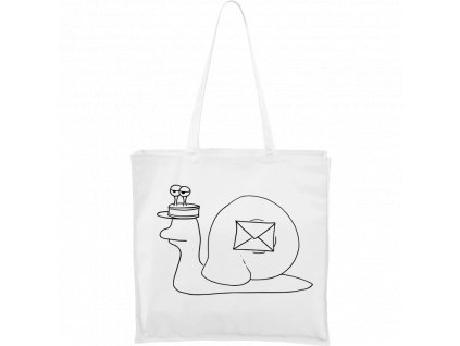 Plátěná taška Carry bílá s černým motivem - Poštovní šnek