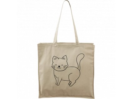 Plátěná taška Carry přírodní s černým motivem - Kočka