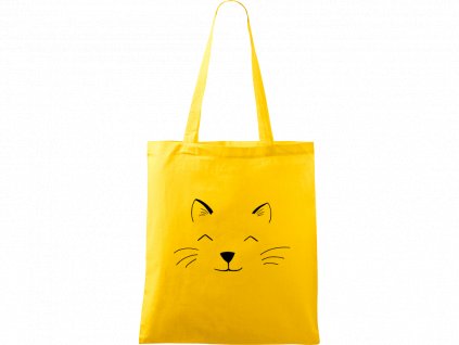 Plátěná taška Handy žlutá s černým motivem - Cat Face
