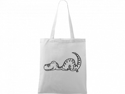 Plátěná taška Handy bílá s černým motivem - Dinosaur spící