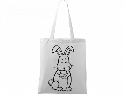 Plátěná taška Handy bílá s černým motivem - Grumpy Rabbit