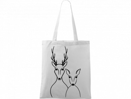Plátěná taška Handy bílá s černým motivem - Srnka & Jelen