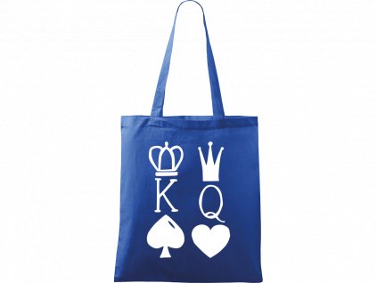 Plátěná taška Handy modrá s bílým motivem - King & Queen