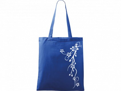 Plátěná taška Handy modrá s bílým motivem - Květy