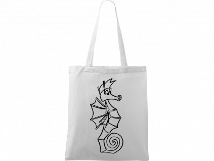 Plátěná taška Handy bílá s černým motivem - Mořský koník