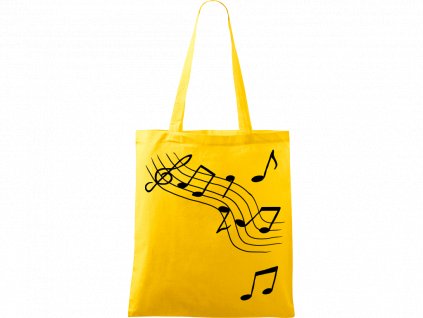 Plátěná taška Handy žlutá s černým motivem - Noty