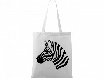 Plátěná taška Handy bílá s černým motivem - Zebra