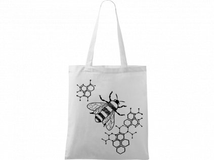 Plátěná taška Handy bílá s černým motivem - Včela s plástvemi