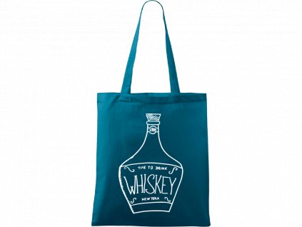 Plátěná taška Handy petrolejová s bílým motivem - Whiskey