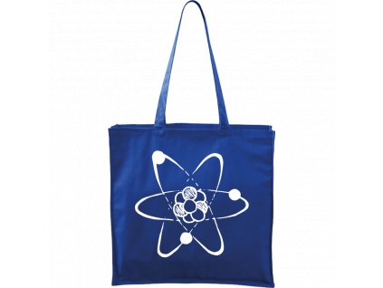 Plátěná taška Carry modrá s bílým motivem - Atom