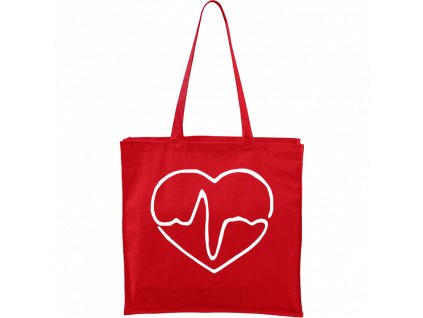 Plátěná taška Carry červená s bílým motivem - Doktorské srdce