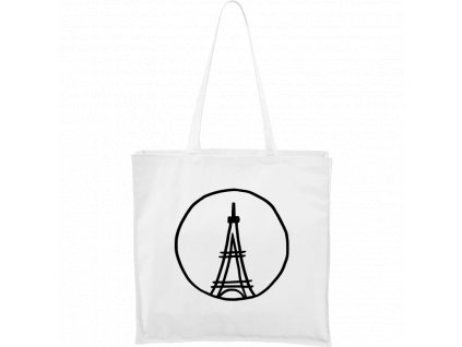 Plátěná taška Carry bílá s černým motivem - Eiffelovka