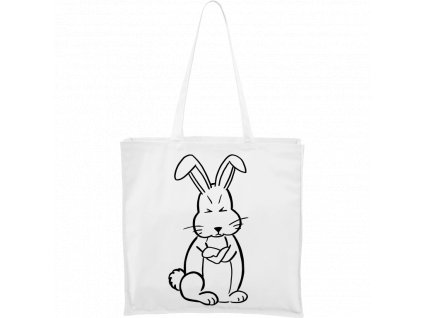 Plátěná taška Carry bílá s černým motivem - Grumpy Rabbit