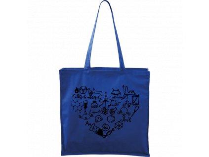 Plátěná taška Carry modrá s černým motivem - Chemikovo srdce
