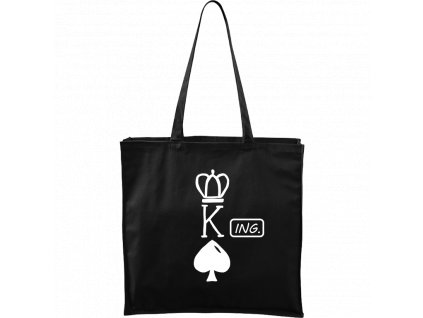 Plátěná taška Carry černá s bílým motivem - King - Ing.