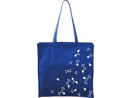 Plátěná taška Carry modrá s bílým motivem - Molekuly