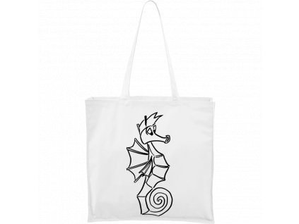 Plátěná taška Carry bílá s černým motivem - Mořský koník