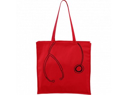 Plátěná taška Carry červená s černým motivem - Stetoskop